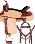 Comfytack Western Horse Ranch Roping Cowboy Saddle Leather Tack Set Brown/Tan