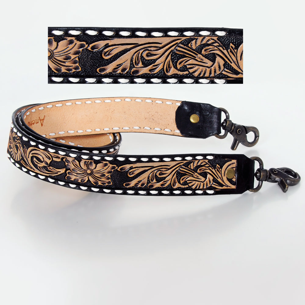 American Darling ADSTF112WHBU Hand Tooled Genuine Leather Crossbody Handle Strap For Bags