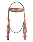 American Darling Western Horse Leaf Genuine Leather Headstall Tack Set