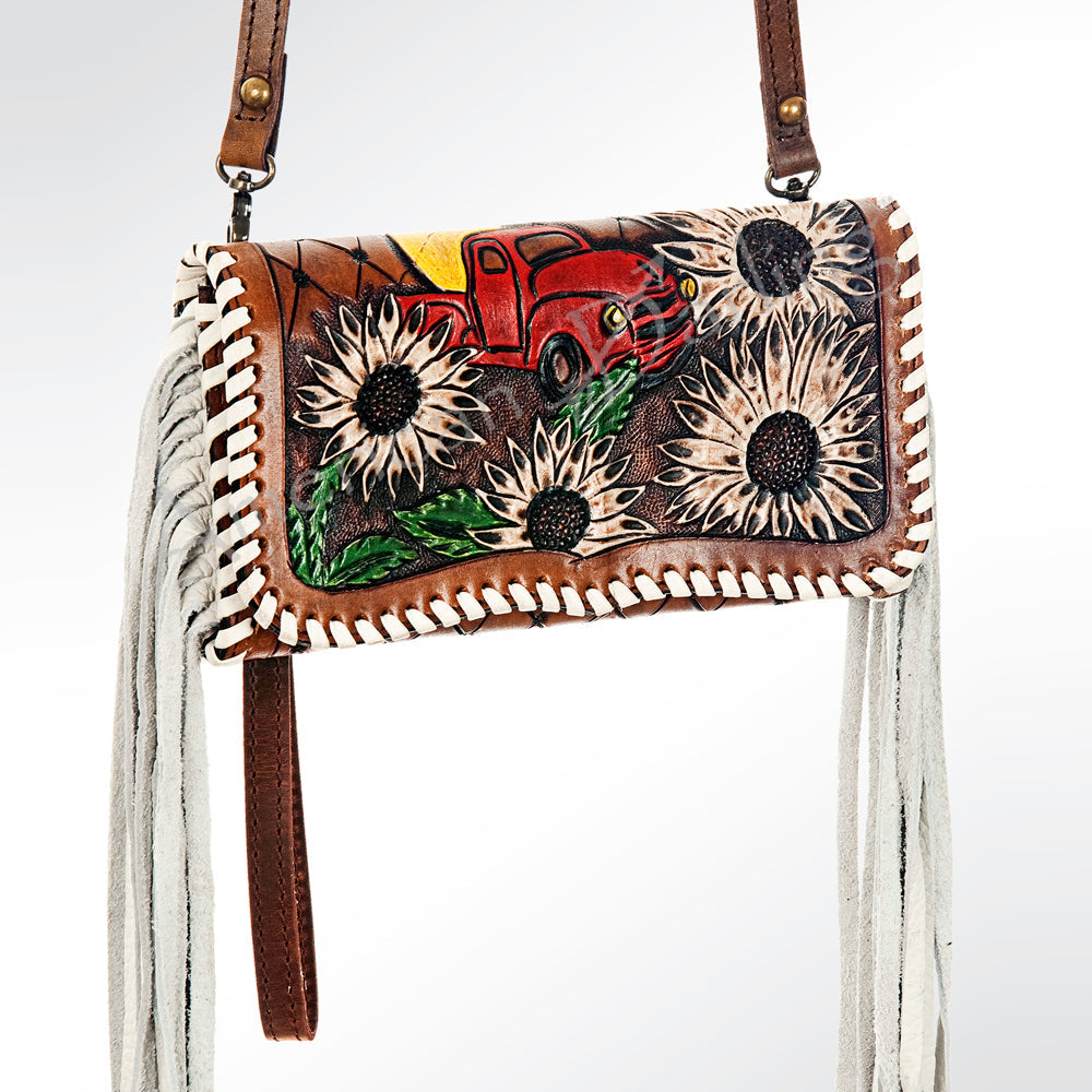 American Darling ADBG584 Organiser Hand Tooled Genuine Leather Women Bag Western Handbag Purse
