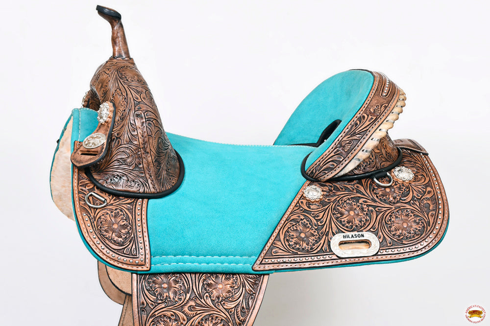 Hilason Western Horse Treeless Trail Barrel American Leather Saddle
