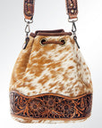 American Darling ADBG569A Bucket Hand Tooled Saddle Blanket Genuine Leather Women Bag Western Handbag Purse