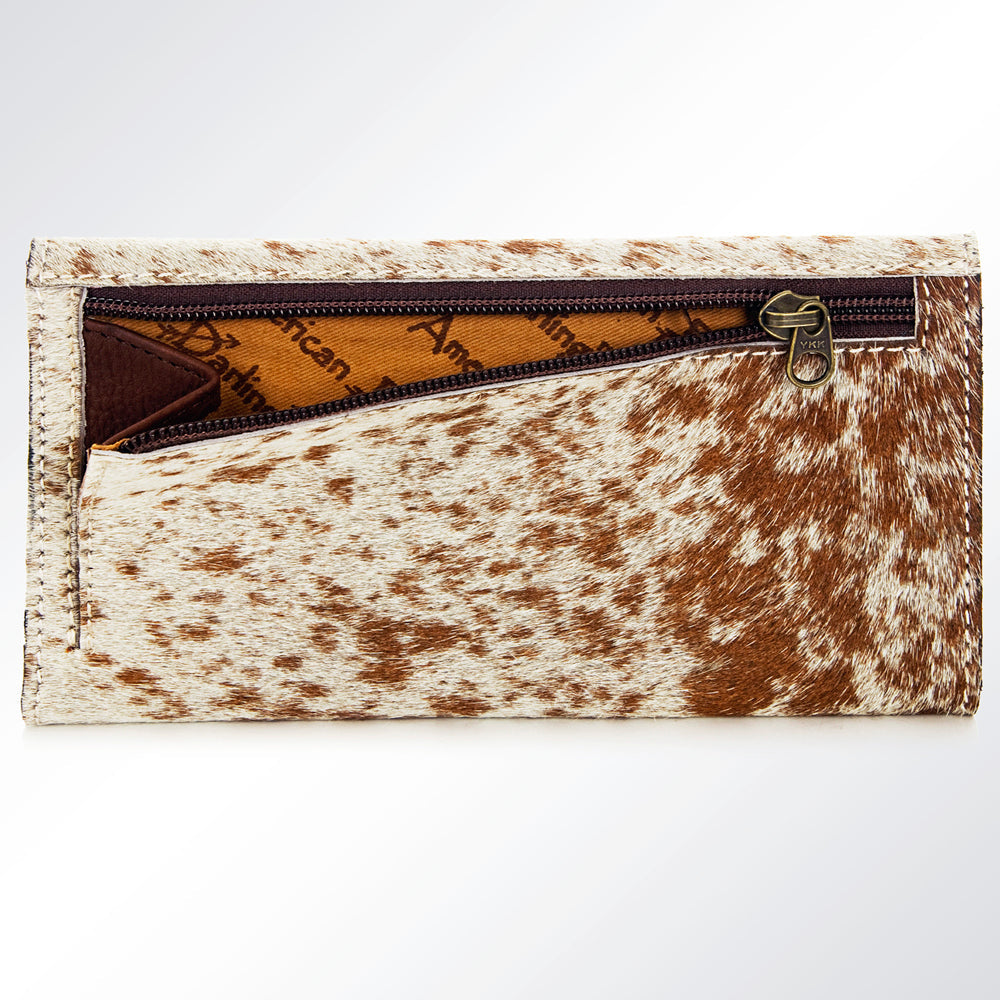 American Darling ADBG571TAW Wallet Hand Tooled Hair-On Genuine Leather Women Bag Western Handbag Purse