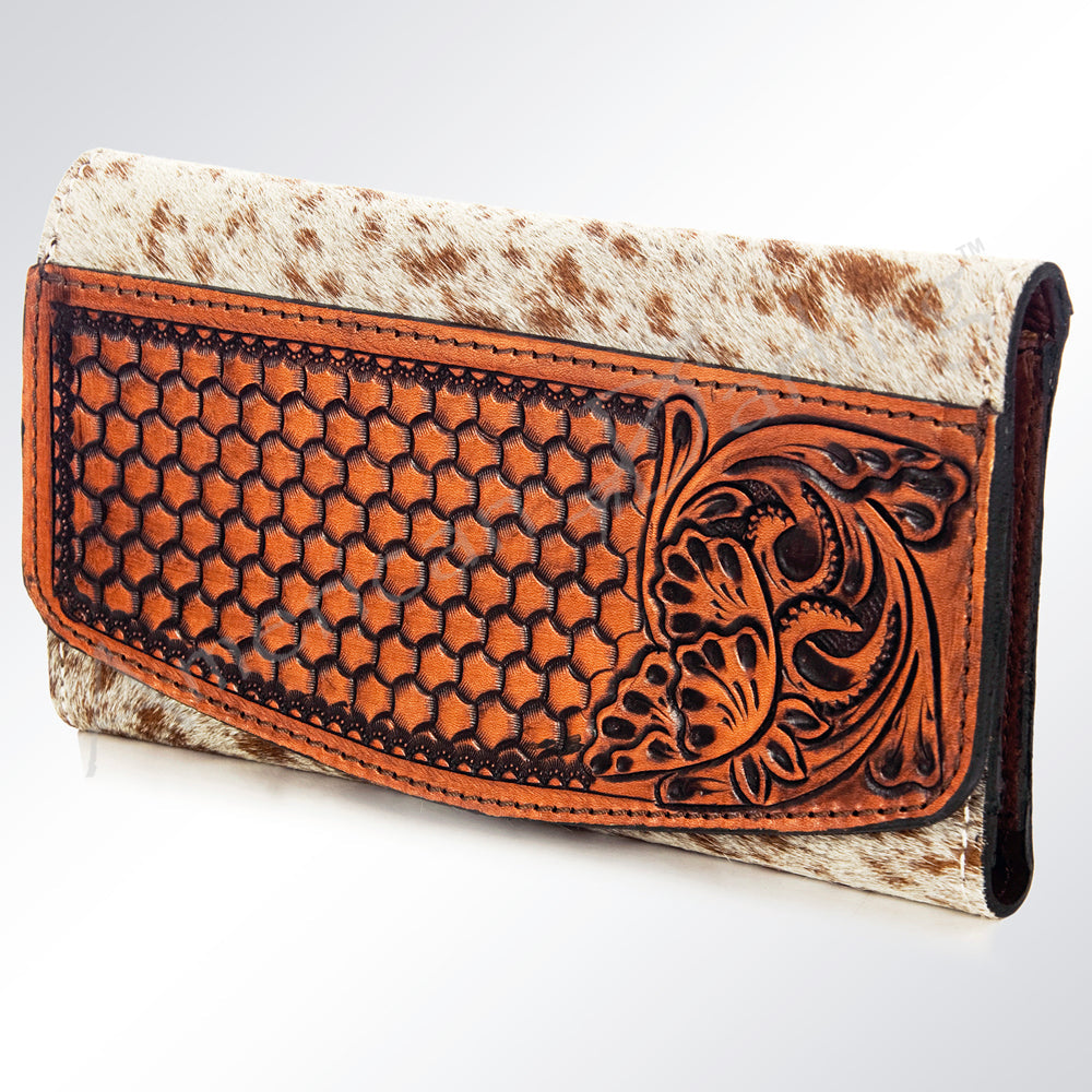 American Darling ADBG571TAW Wallet Hand Tooled Hair-On Genuine Leather Women Bag Western Handbag Purse