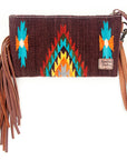 American Darling ADBG344D1 Wristlet Hand Tooled Saddle Blanket Genuine Leather Women Bag Western Handbag Purse
