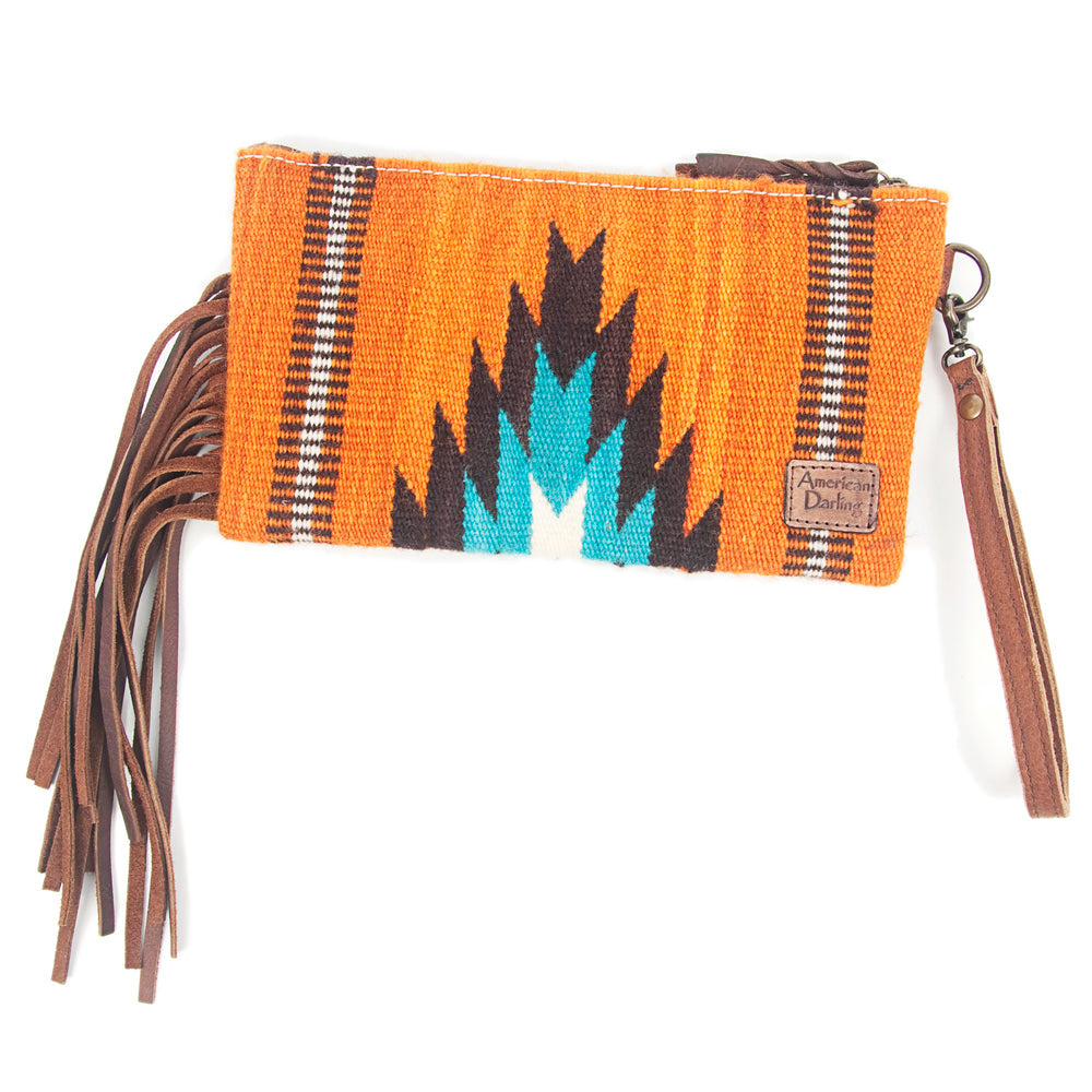 American Darling ADBG344D5 Wristlet Hand Tooled Saddle Blanket Genuine Leather Women Bag Western Handbag Purse