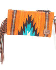 American Darling ADBG344D5 Wristlet Hand Tooled Saddle Blanket Genuine Leather Women Bag Western Handbag Purse