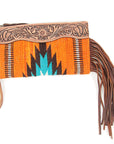 American Darling ADBG344D5 Wristlet Hand Tooled Saddle Blanket Genuine Leather Women Bag Western Handbag Purse