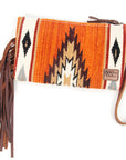 American Darling ADBG344D6 Wristlet Hand Tooled Saddle Blanket Genuine Leather Women Bag Western Handbag Purse