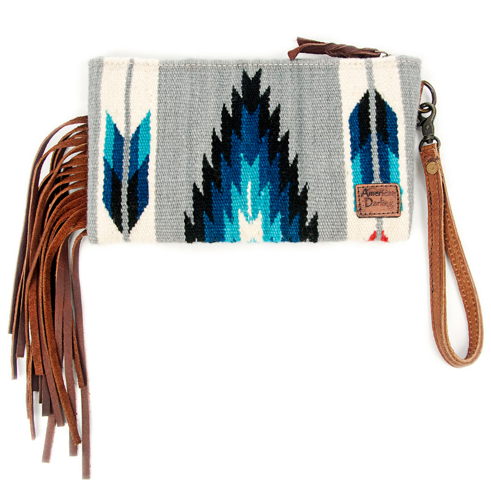 American Darling ADBG344D8 Wristlet Hand Tooled Saddle Blanket Genuine Leather Women Bag Western Handbag Purse