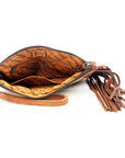 American Darling ADBG344D8 Wristlet Hand Tooled Saddle Blanket Genuine Leather Women Bag Western Handbag Purse