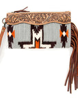 American Darling ADBG344D9 Wristlet Hand Tooled Saddle Blanket Genuine Leather Women Bag Western Handbag Purse