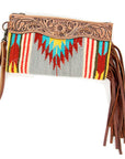 American Darling ADBG344D11 Wristlet Hand Tooled Saddle Blanket Genuine Leather Women Bag Western Handbag Purse