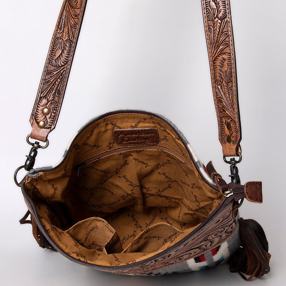 American Darling Signature Crossbody Hand Tooled Saddle Blanket Genuine Leather Women Bag Western Handbag Purse