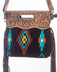 American Darling Clutch Hand Tooled Saddle Blanket Genuine Leather Women Bag Western Handbag Purse