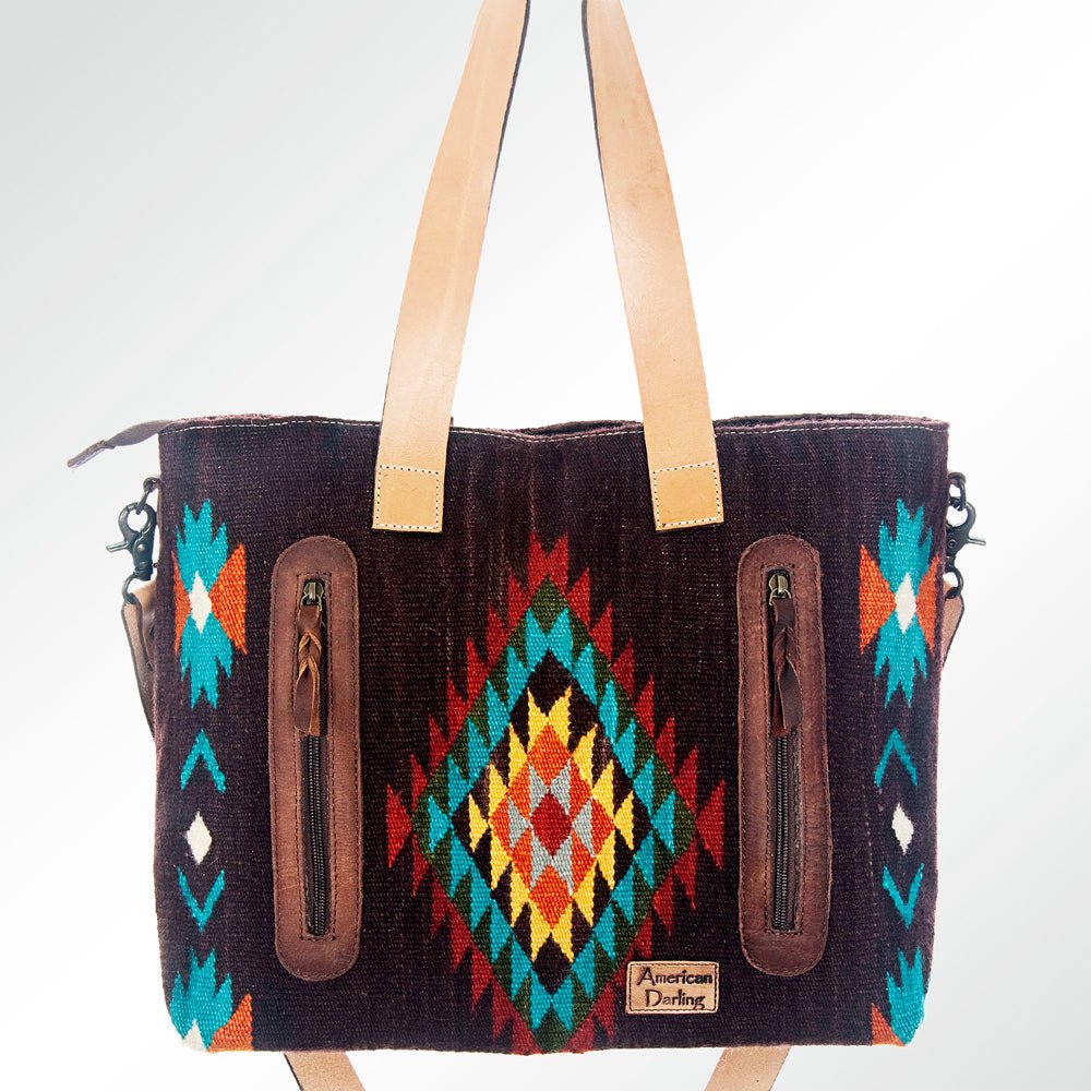 American Darling ADBG573D1 Tote Saddle Blanket Genuine Leather Women Bag Western Handbag Purse
