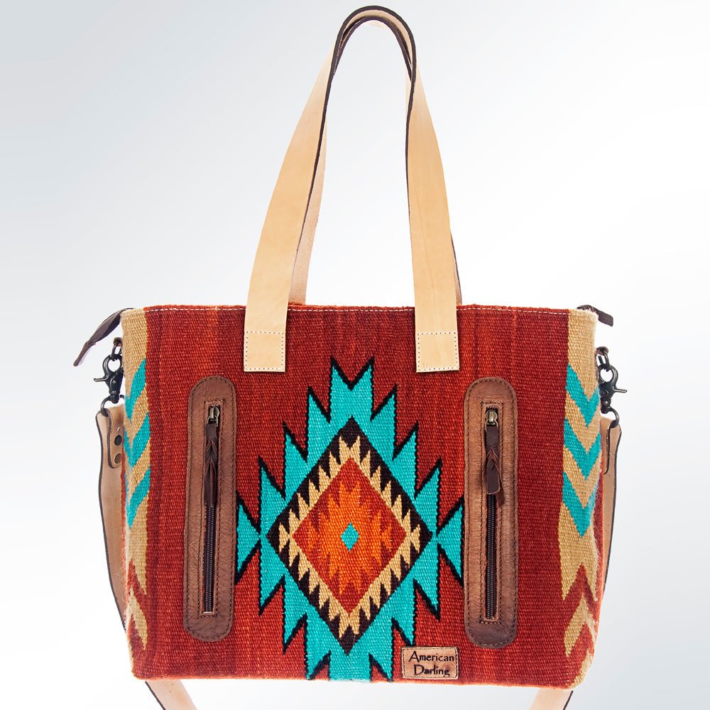 American Darling ADBG573D1 Tote Saddle Blanket Genuine Leather Women Bag Western Handbag Purse