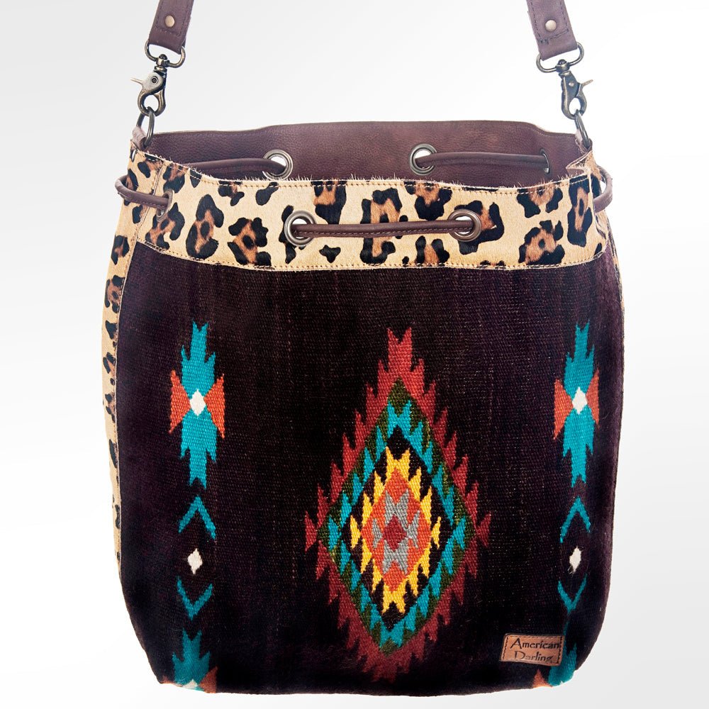 American Darling ADBG574D1 Large Crossbody Saddle Blanket Hair On Genuine Leather Women Bag Western Handbag Purse