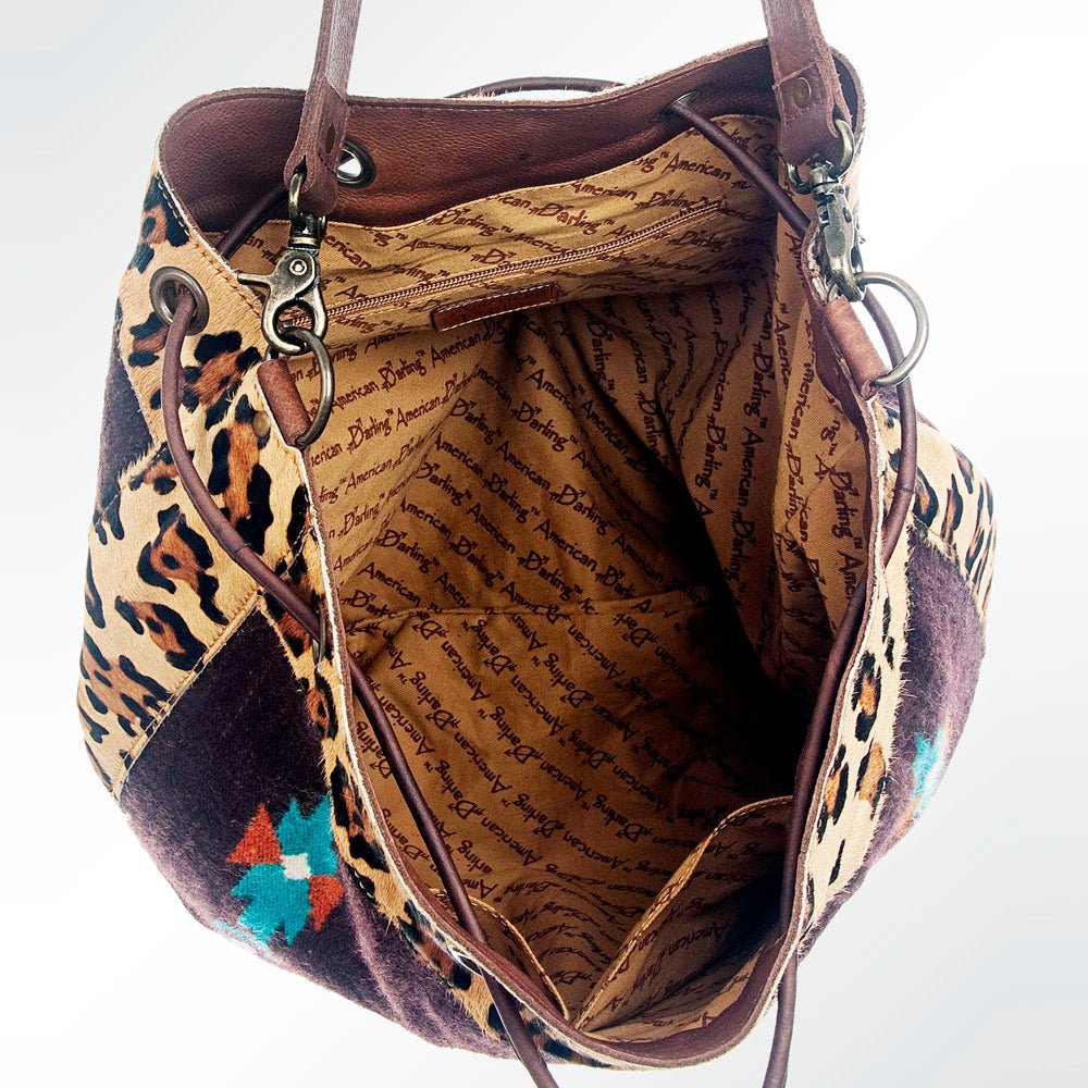 American Darling ADBG574D1 Large Crossbody Saddle Blanket Hair On Genuine Leather Women Bag Western Handbag Purse