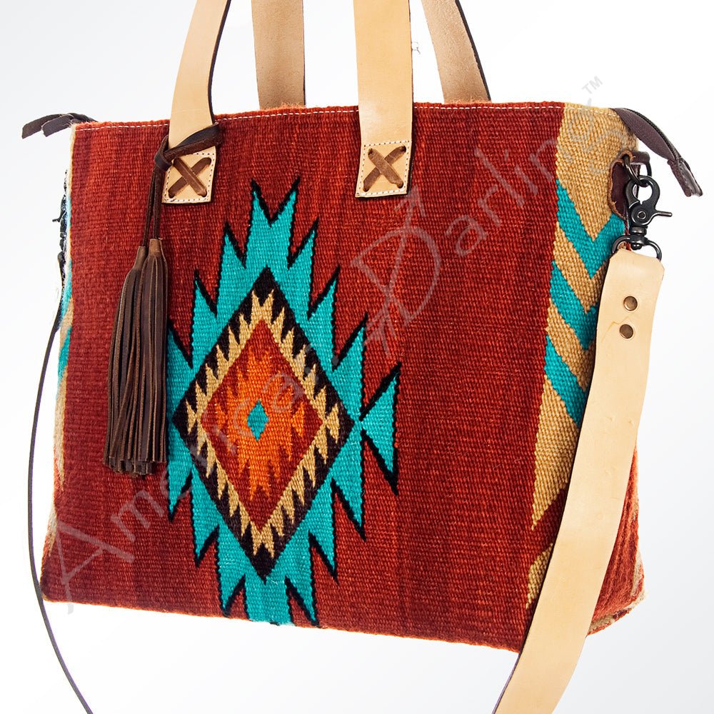American Darling Tote Saddle Blanket Genuine Leather Women Bag Western Handbag Purse