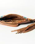 American Darling ADBG344TANA Wristlet Hand Tooled Saddle Blanket Genuine Leather Women Bag Western Handbag Purse