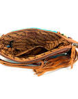 American Darling ADBG344TANC Wristlet Hand Tooled Saddle Blanket Genuine Leather Women Bag Western Handbag Purse