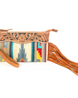 American Darling ADBG344TAND Wristlet Hand Tooled Saddle Blanket Genuine Leather Women Bag Western Handbag Purse