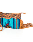 American Darling ADBG344TANF Wristlet Hand Tooled Saddle Blanket Genuine Leather Women Bag Western Handbag Purse