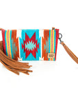 American Darling ADBG344TANDAR11 Wristlet Hand Tooled Saddle Blanket Genuine Leather Women Bag Western Handbag Purse