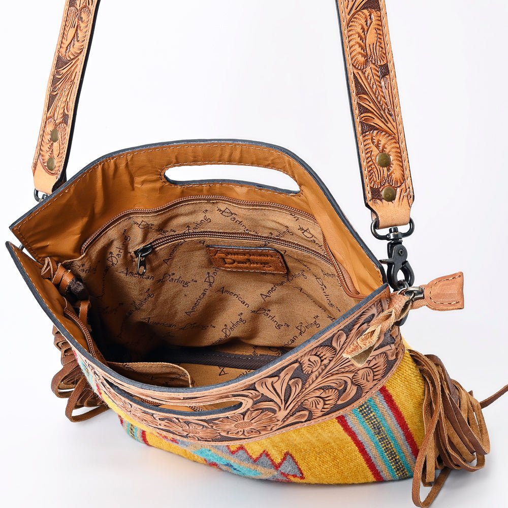 American Darling ADBG496A Clutch Hand Tooled Saddle Blanket Genuine Leather Women Bag Western Handbag Purse