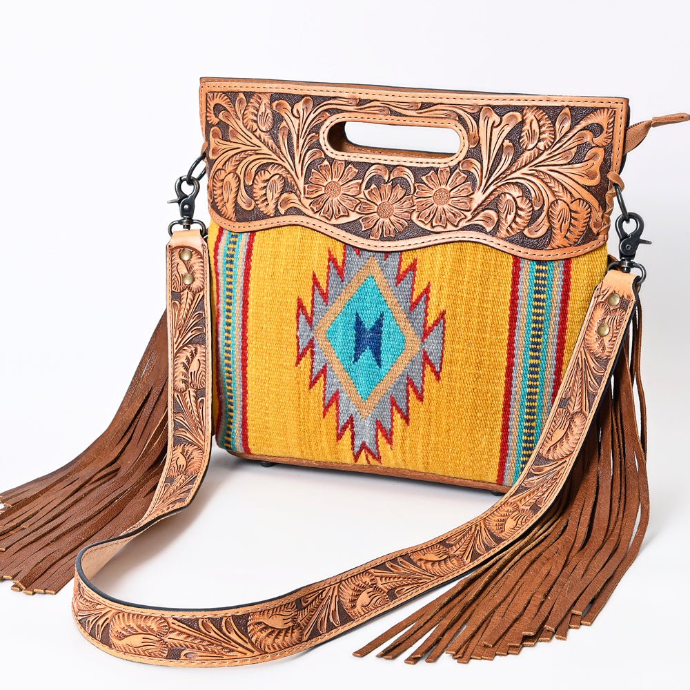 American Darling ADBG496A Clutch Hand Tooled Saddle Blanket Genuine Leather Women Bag Western Handbag Purse