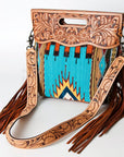American Darling ADBG496A Clutch Hand Tooled Saddle Blanket Genuine Leather Women Bag Western Handbag Purse