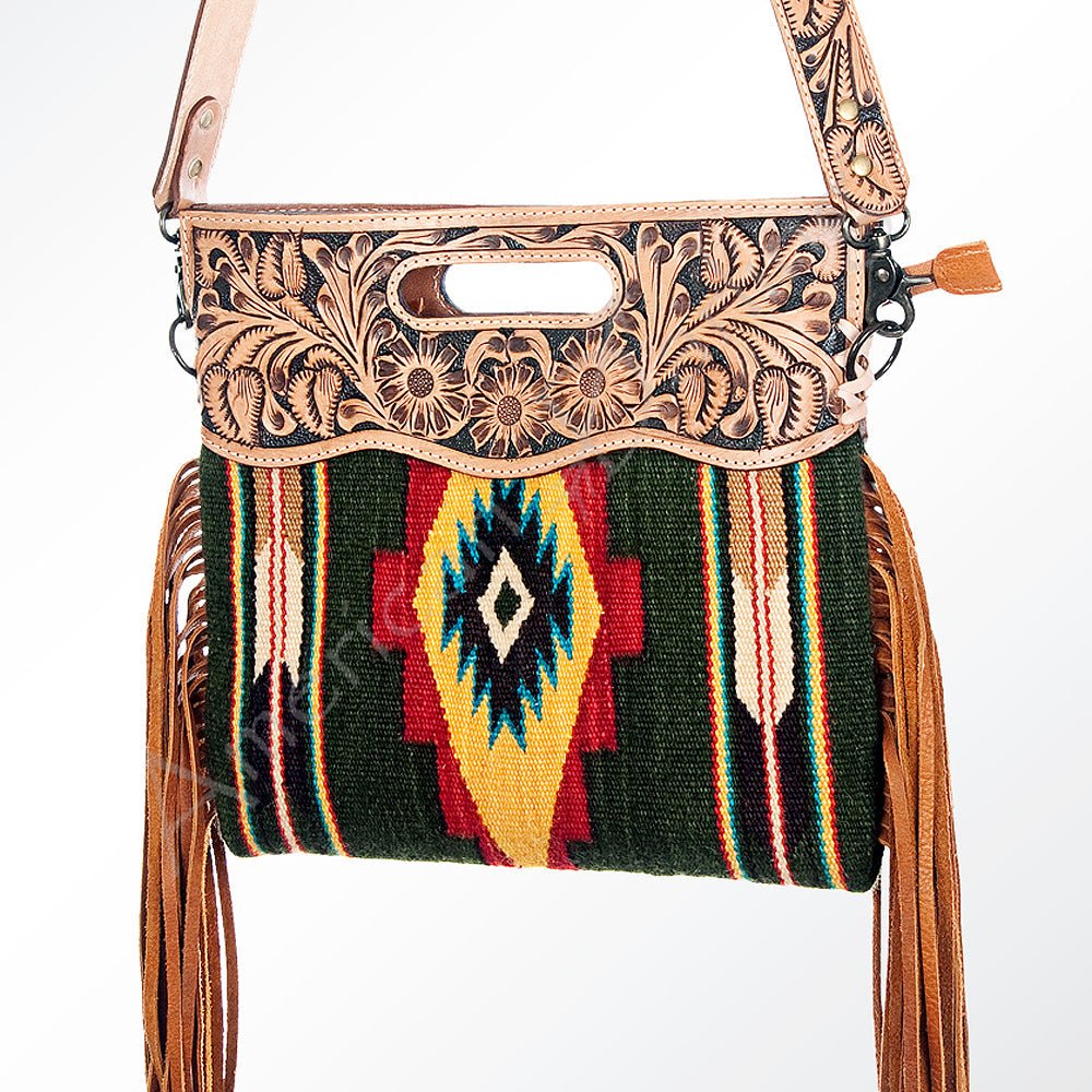 American Darling ADBG496A Clutch Hand Tooled Saddle Blanket Genuine Leather Women Bag Western Handbag Purse