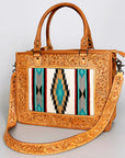 American Darling ADBG582 Tote Hand Tooled Saddle Blanket Genuine Leather Women Bag Western Handbag Purse