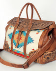 American Darling Duffel Saddle Blanket Hand Tooled Genuine Leather Women Bag Western Handbag Purse|
