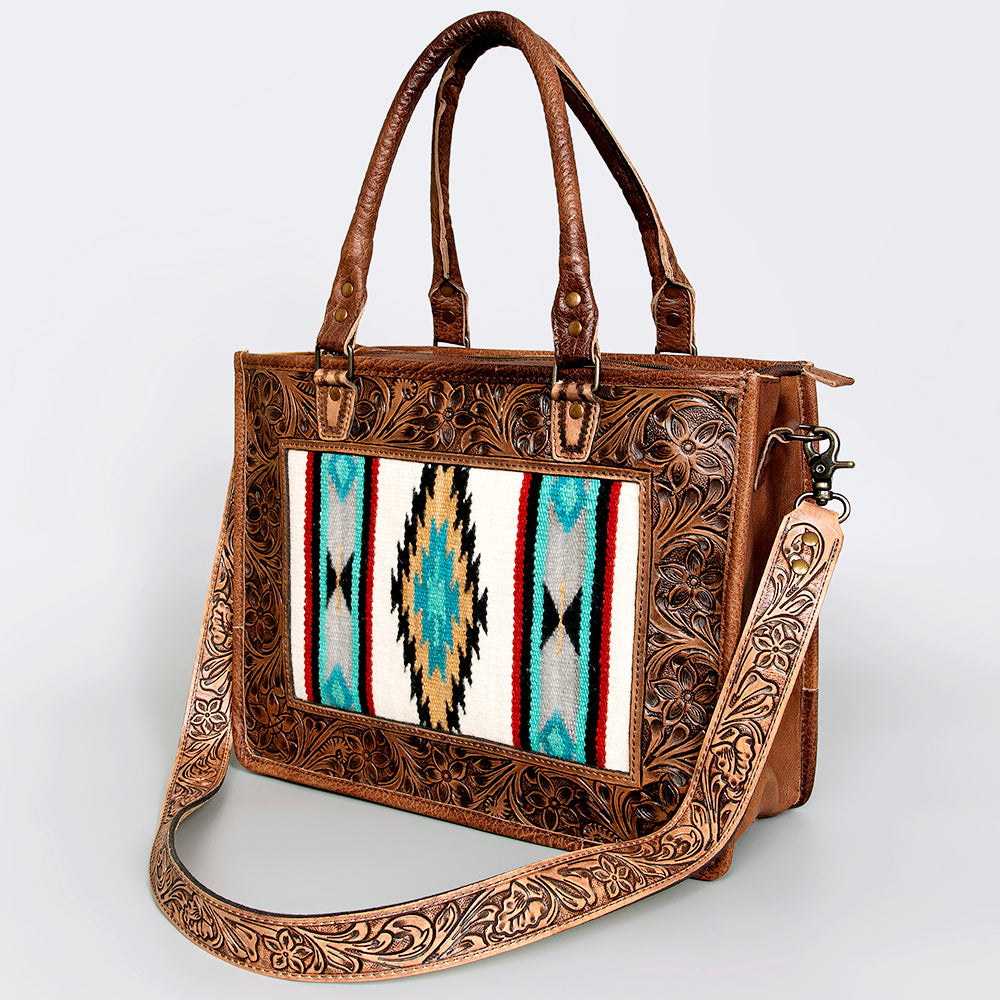 American Darling ADBG583 Tote Hand Tooled Saddle Blanket Genuine Leather Women Bag Western Handbag Purse