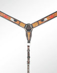 AMERICAN DARLING Western Horse Breast Collar Hand Carved Leather Dark Brown
