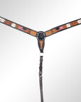 American Darling ADEE304-BC Western Horse Floral Breast Collor Genuine Leather Tan