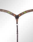 AMERICAN DARLING Western Horse Breast Collar Hand Carved Leather Dark Brown