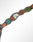 AMERICAN DARLING Western Horse Breast Collar Hand Carved Leather Dark Brown
