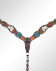 AMERICAN DARLING Western Horse Breast Collar Hand Carved Leather Dark Brown