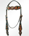 AMERICAN DARLING Western Horse Headstall Breast Collar Set American Leather