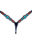 Bar H Equine Horse Leather Turquoise Floral Hand Painted One Ear Headstall Dark Brown