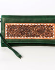 American Darling ADBGZ266 Wristlet Hand Tooled Genuine Leather Women Bag Western Handbag Purse