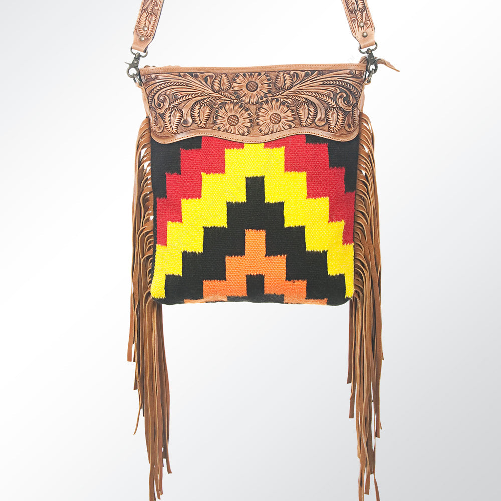 American Darling ADBGZ270 Messenger Hand Tooled Saddle Blanket Genuine Leather Women Bag Western Handbag Purse