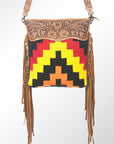 American Darling ADBGZ270 Messenger Hand Tooled Saddle Blanket Genuine Leather Women Bag Western Handbag Purse