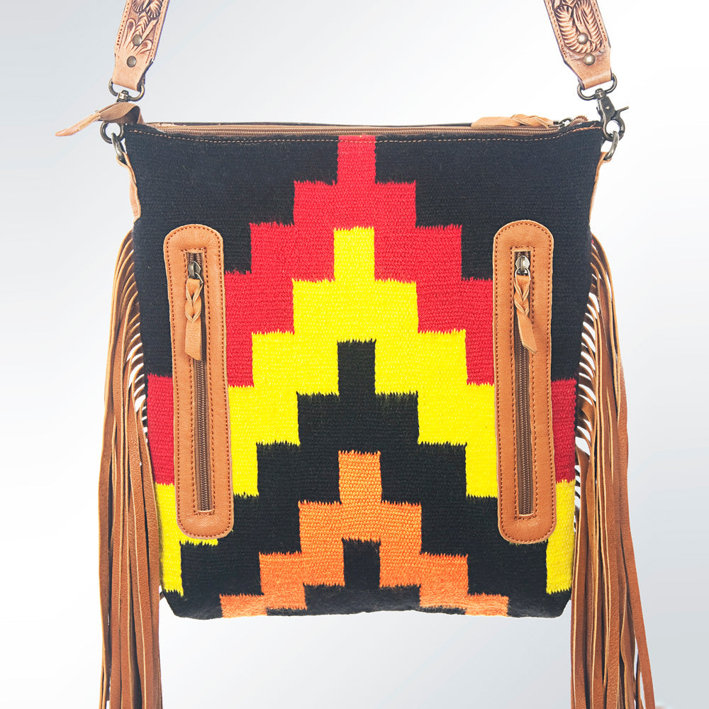 American Darling ADBGZ270 Messenger Hand Tooled Saddle Blanket Genuine Leather Women Bag Western Handbag Purse