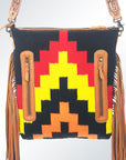 American Darling ADBGZ270 Messenger Hand Tooled Saddle Blanket Genuine Leather Women Bag Western Handbag Purse