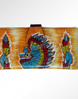 American Darling Wristlet Bag, Hand-Painted Genuine Leather, Western Vegetable Tanned Full Grain Leather Wallet Bag