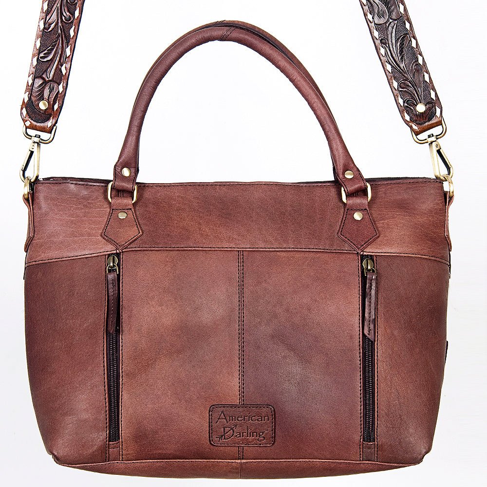 American Darling Tote Hand Tooled Hair On Genuine Leather Women Bag Western Handbag Purse